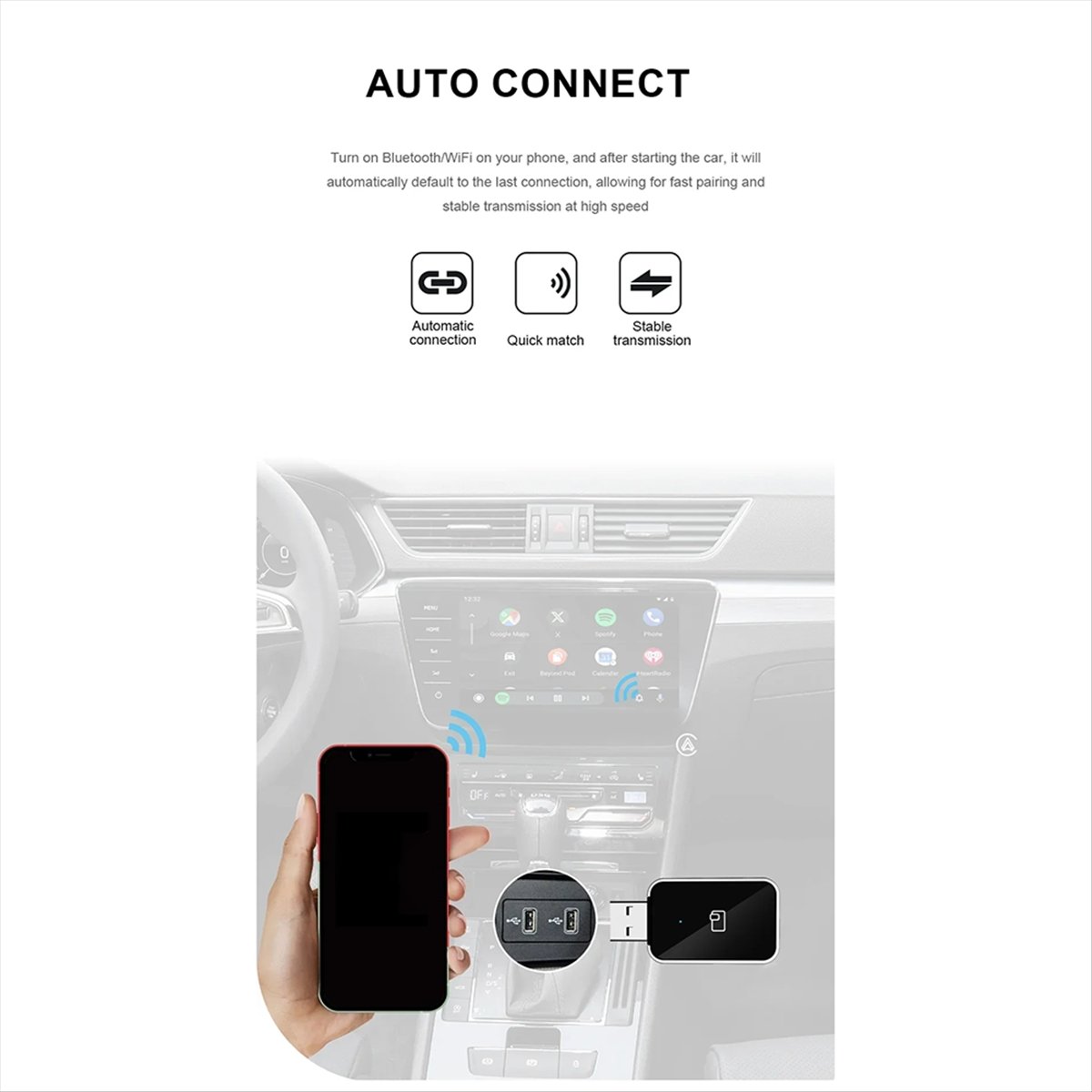 Wifi Smart Plug - 무선 CarPlay 안드로이드 오토 무선 어댑터에