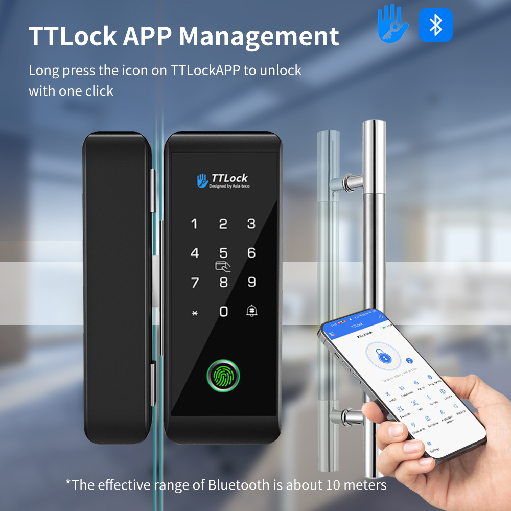 Smart Door Lock Wifi - TTLOCK 스마트 유리문 잠금장치, 지문 인식