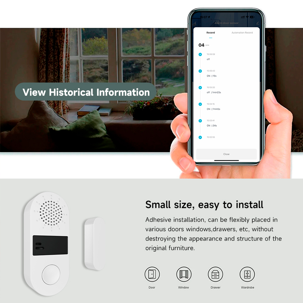 Tuya Zigbee 무선 도어 윈도우 접촉 센서 13 - Smart Home Automation Kit 리뷰 및 가격