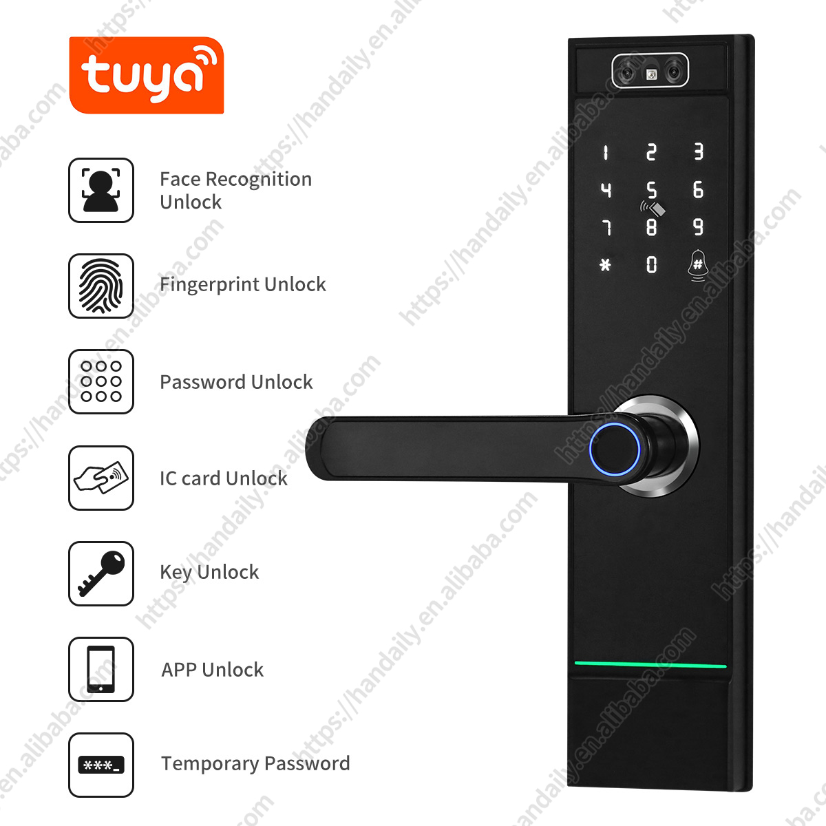 고보안 도매 3D 얼굴 인식 지문 지능형 디지털 핸들  - Smart Door Lock Wifi 리뷰 및 가격