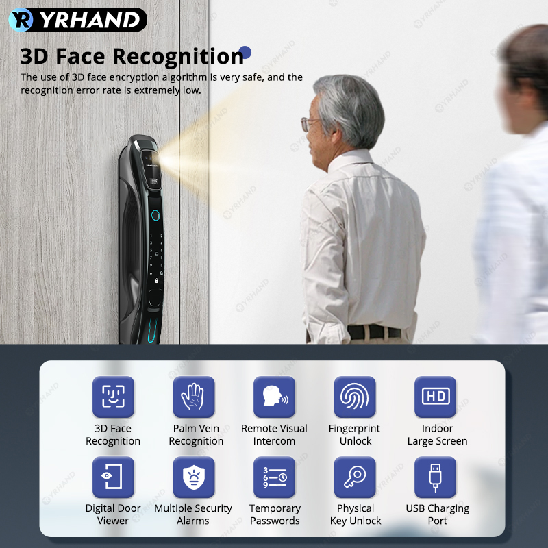 스마트 도어락 3D 얼굴인식 손바닥정맥 지문인식 WiF - Smart Door Lock Wifi 리뷰 및 가격
